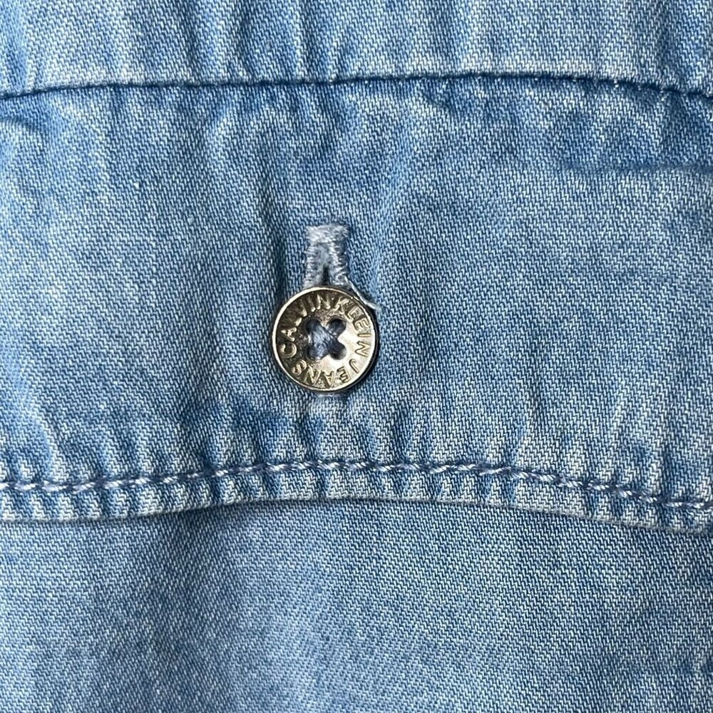 NWT Calvin Klein Jeans Kid's Blue Cotton Belted Short Sleeve Dress Size Medium - Picture 8 of 11